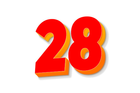 3D Text Design of Letter 28