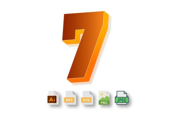 3D Text Design of Letter Seven