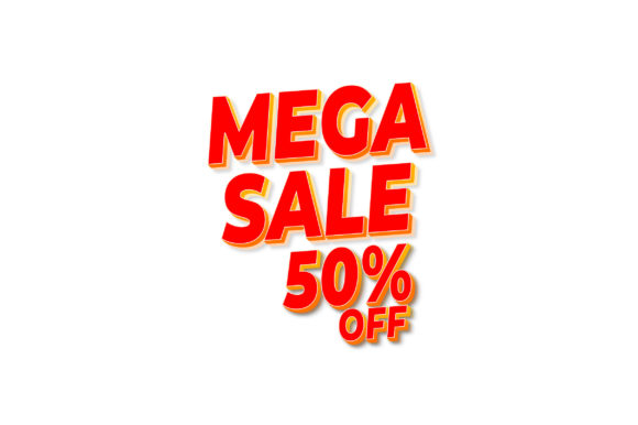 3D Text Design of Mega Sale 50 off