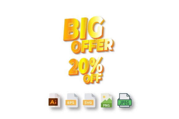 Enhance Your Visual Marketing with a 3D Text Design of Big Offer 20 Off